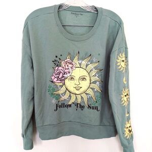 Rebellious One Sweatshirt Size Small Celestial Sun Moon Graphics Oversized